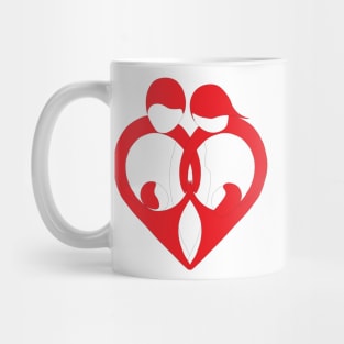 Heart shaped family logo. Mother, father, little boy and little girl Mug